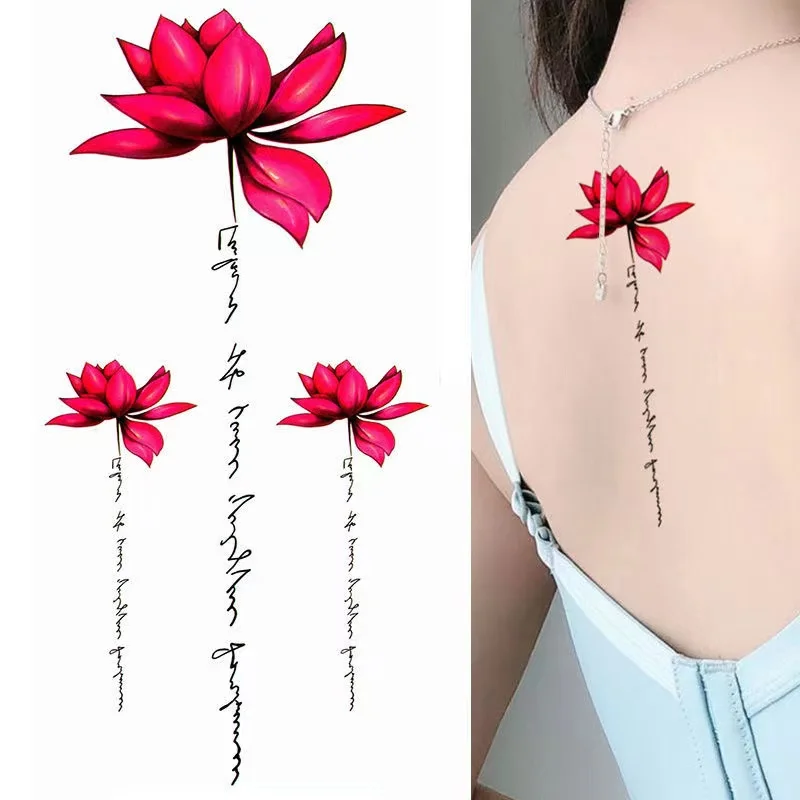 Autocollants de faux tatouage imperméables pour femmes, décalcomanie de fête, transfert d\'eau arrière, temporaire, châssis, alphabet anglais, longue