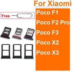 Sim Card Tray Slot For Xiaomi Pocophone F1 F2 Pro F3 X2 X3 SIM Card Memory Card Reader Holder Socket Replacement Parts