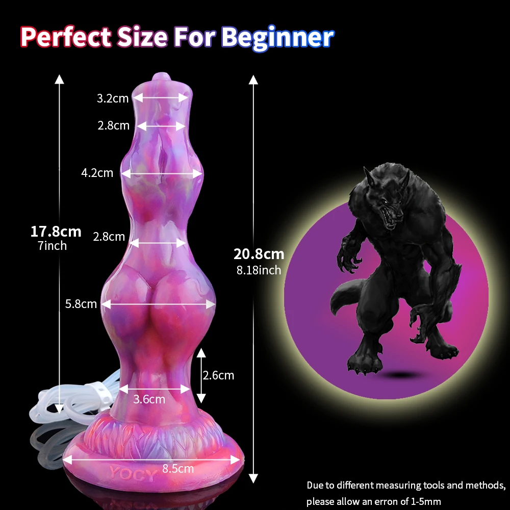 YOCY Squirting Wolf Knot Dildo Luminous Toy For Couples Silicone Dog Dildo Ejaculating Masturbators Sex Toy With Suction Cup