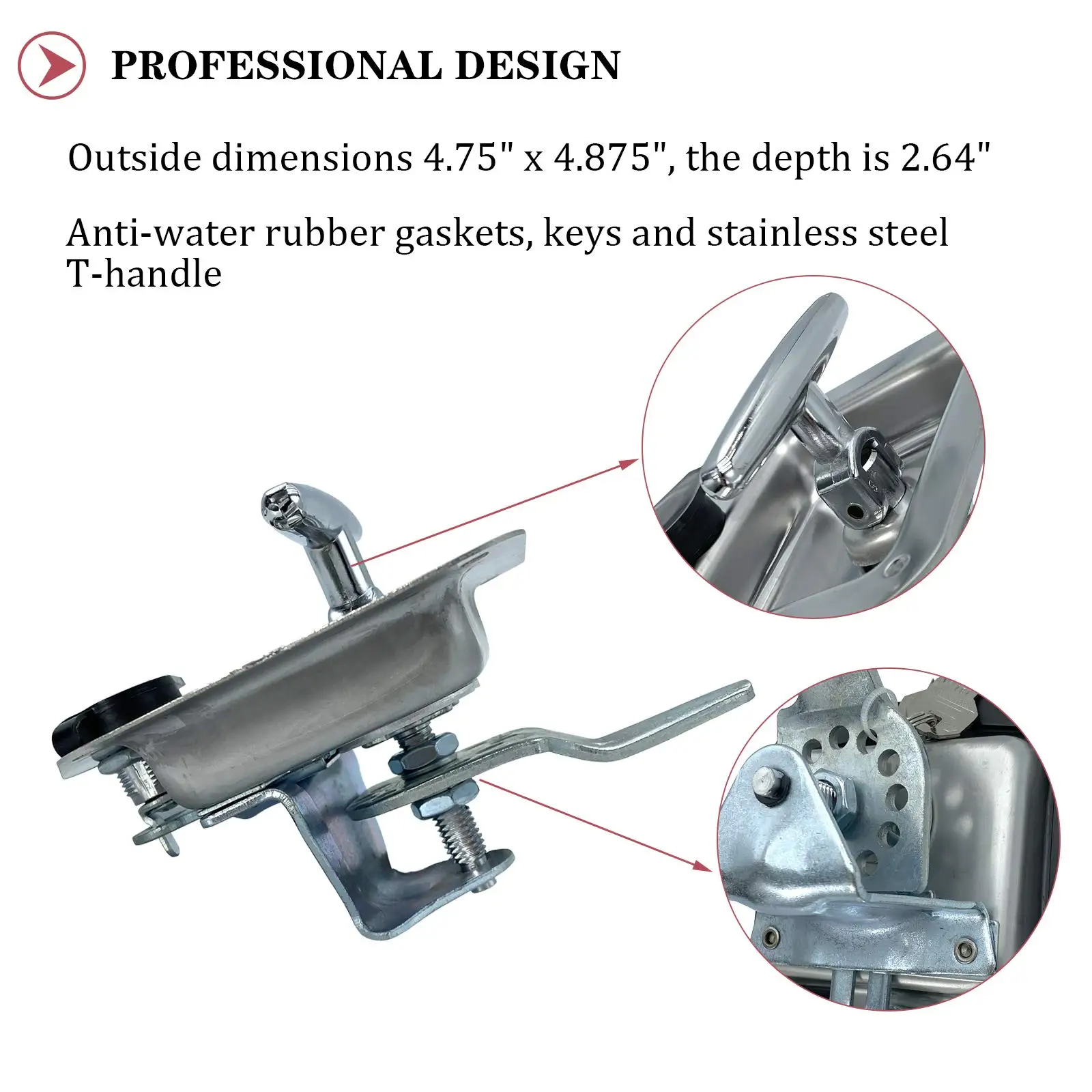 Tool Box Latch T Handle Latches with Lock,Trailer Door Latch with Gasket and Keys For Trailer Door RV Camper Truck Bed Toolboxes