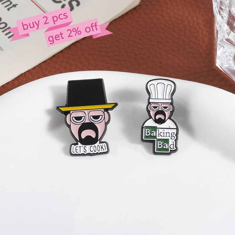 Crime Film Roles Enamel Pins Custom LET'S COOK Brooches Lapel Badges Clothes Funny Jewelry Gift for Friends