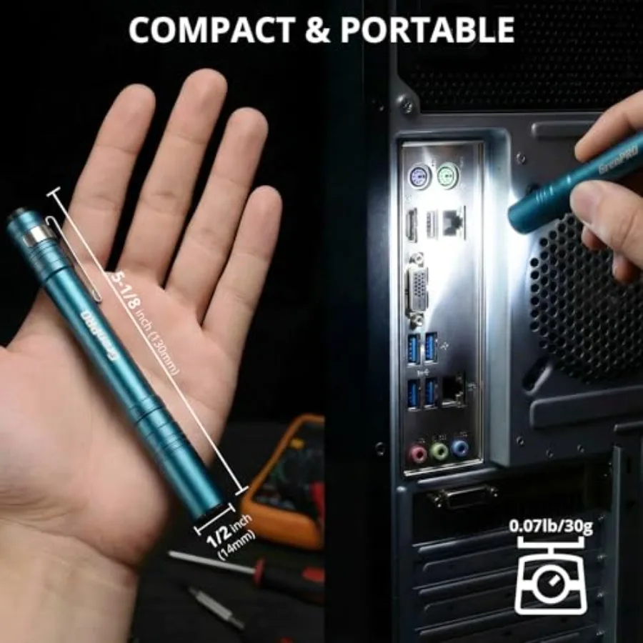 4 Pack LED Pen Light with 8 AAA Batteries Include, Mini Flashlight with Clip, Aluminum Pocket Flashlight Ultra Bright, Flashlig