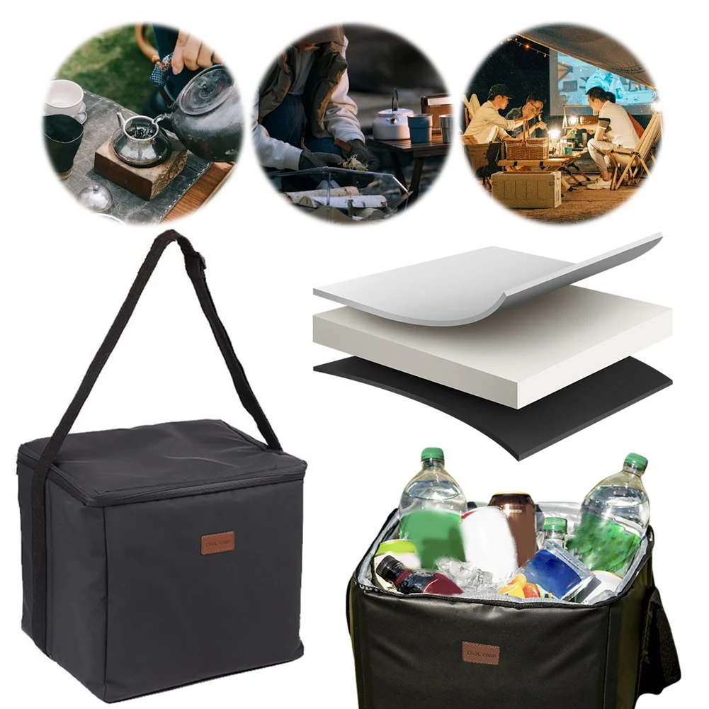 15L Camping Ice Box Bag Waterproof Heat Insulated Tote Bag Large Capacity Insulation Storage Shoulder Bag for Outdoor Picinic