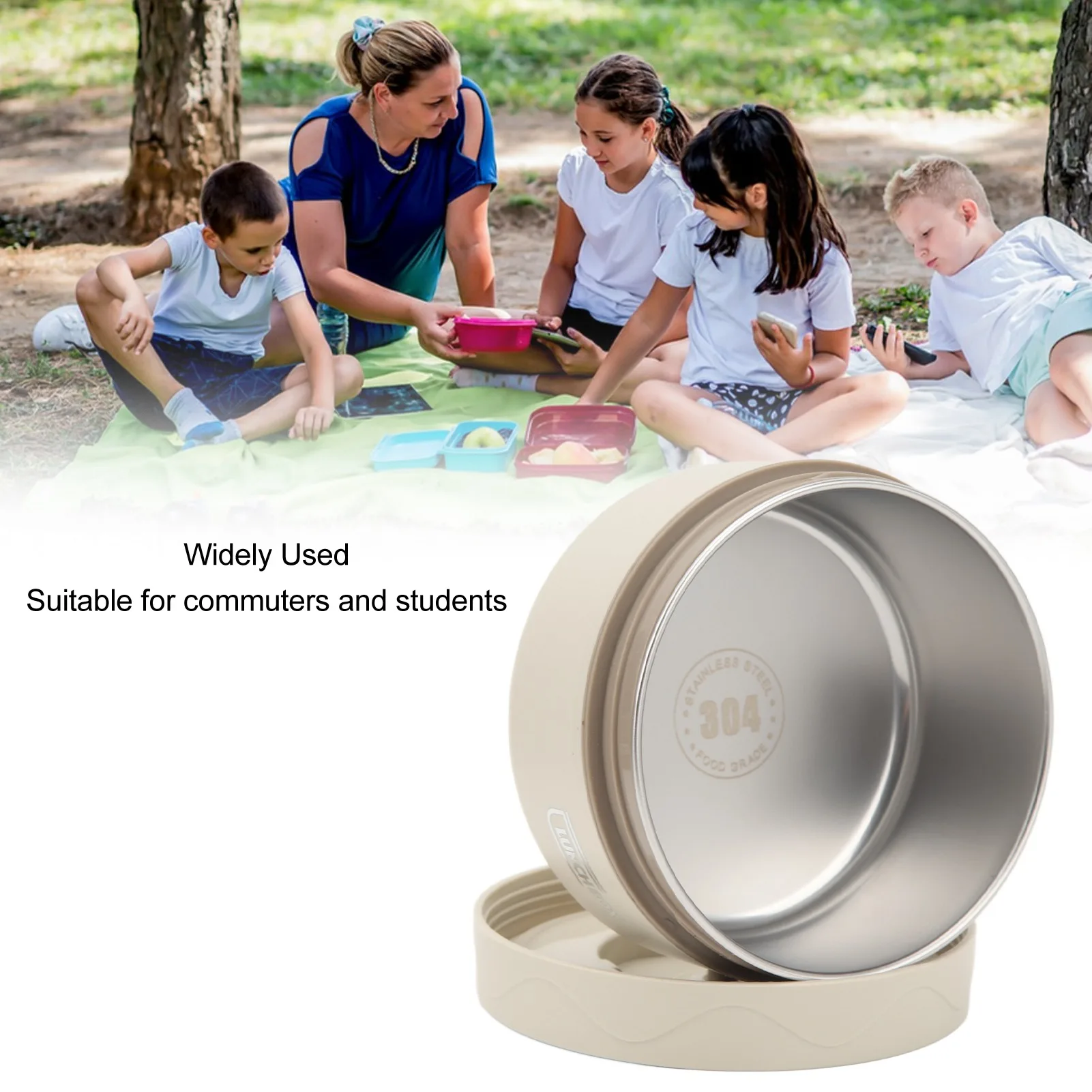 Thermal Cooker Thermal Cooking Pot 420ml 304 Stainless Steel Double Layer Portable Round Shape Thermal Lunch Container - view 6