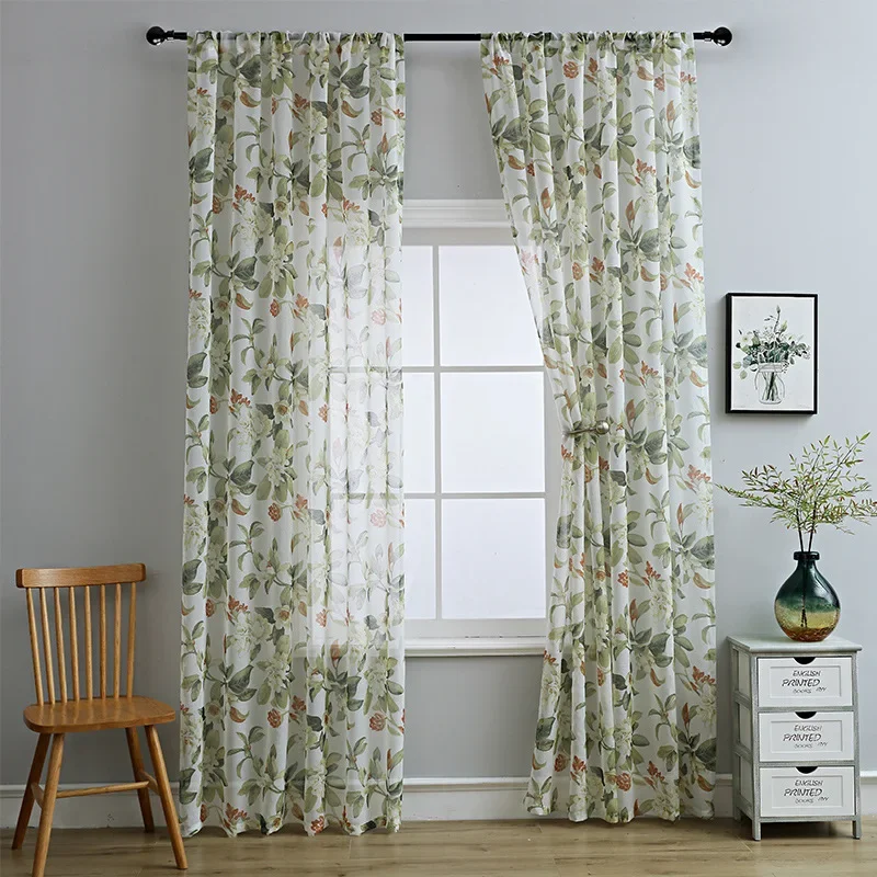 PP1002American printed cotton and linen window screen small curtain semi-blackout curtain fabric