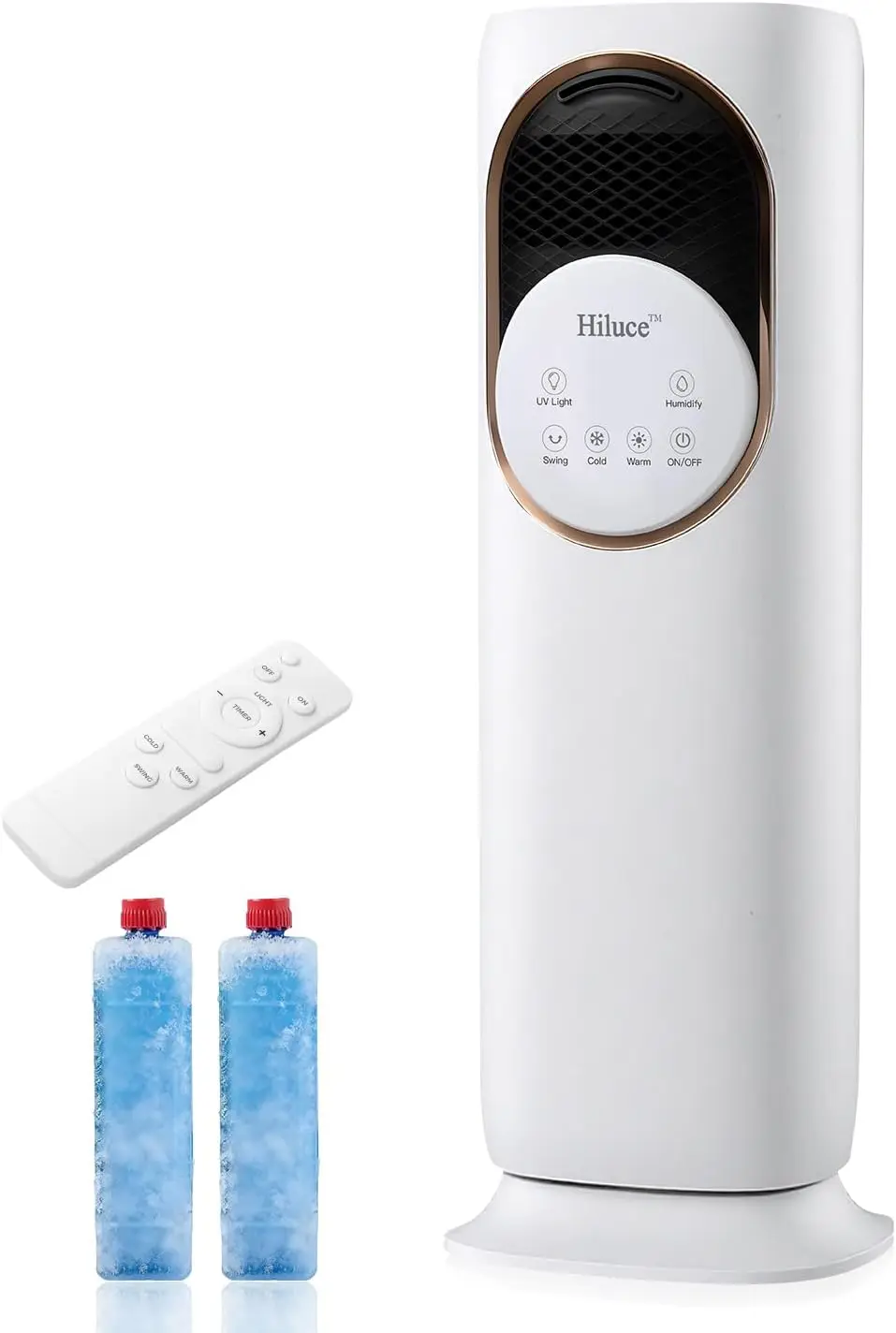 4 In 1 Tower Fan Heater Combo Quiet Evaporative Air Cooler Bladeless Cold Air Blower Water Tank Ice Packs 180 Oscillating 2 Heat