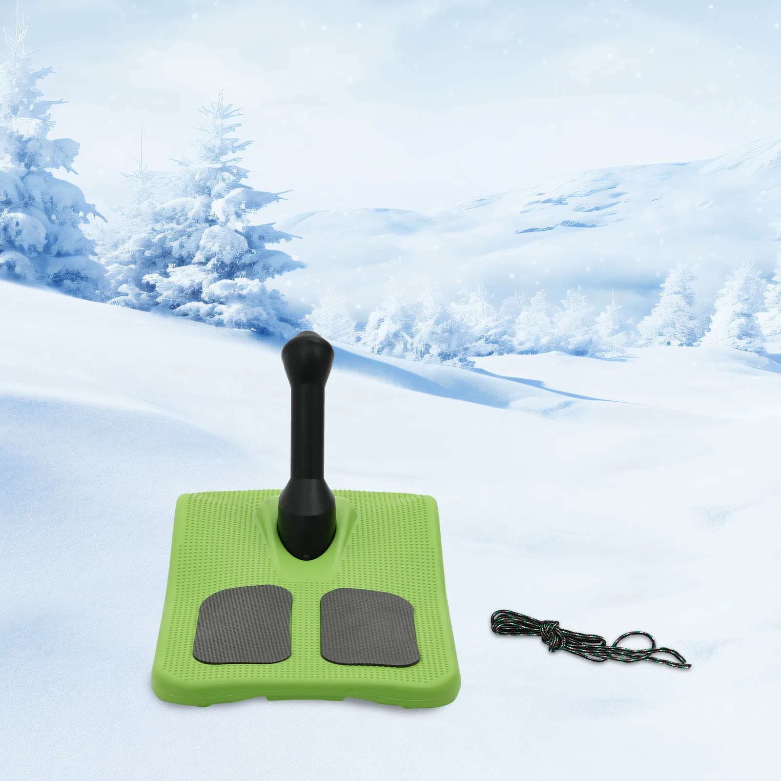 Green, Ourdoor Sled Snowboard, Sled Snowboard with Handle & Pull Rope, Snowboard for Skiing, Ice Surfaces, Load Capacity 75kg