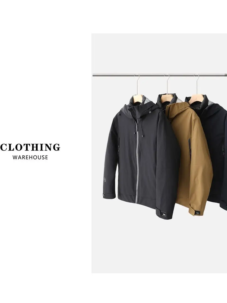 

Tee-in-One Detachable Inner Windproof Warmth Men's down Jaet Coat Busin Casual Daily Wear White Du down Filling