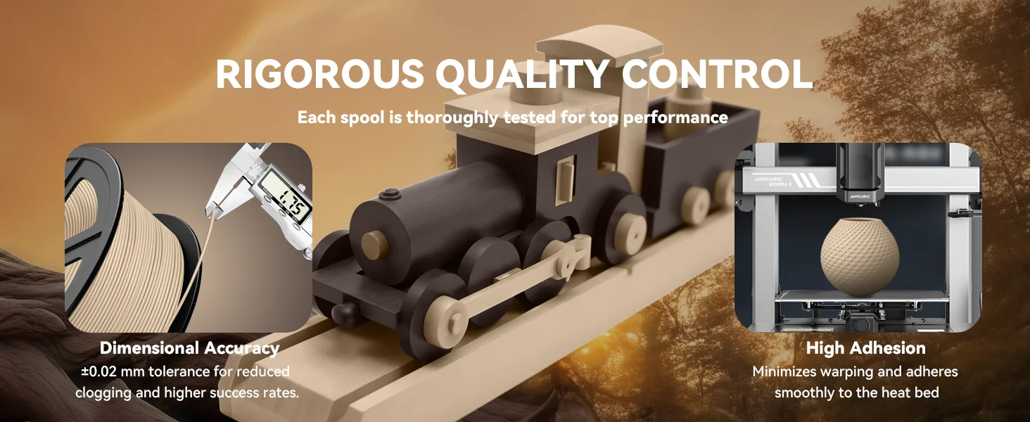 JAYO 3D Wood PLA Printer Filament 1.75mm 15% Real Wood Fibers Dimensional Accuracy +/- 0.02mm Fits Most FDM 3D Printers 4 Rolls