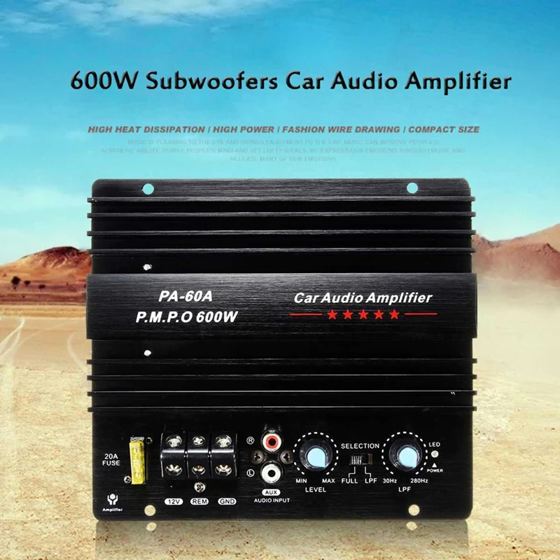 PA-60A 600W 12V Power Amplifier Board For Home Car Audio Amplifier S Powerful Bass Subwoofers Amp For Mono Car Modi