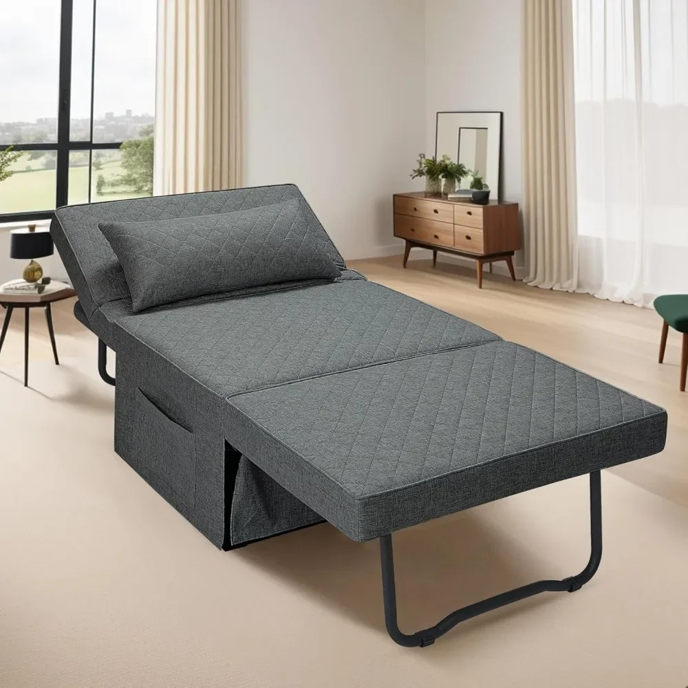 Sedia convertibile, letto ottomano, pouf pieghevole multifunzione 4 in 1, divano letto, divano letto con schienale regolabile