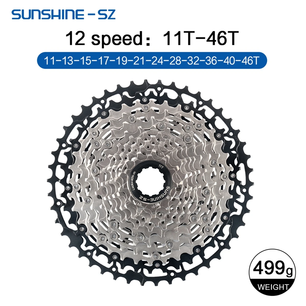 Sunshine Mountainbike 12S Kassette MTB 40T 42T 45T 46T 48T 50T 52T 12V K7 Off Road Fahrrad Kettenrad 12 Geschwindigkeit für Shimano M6100 – Detail 20