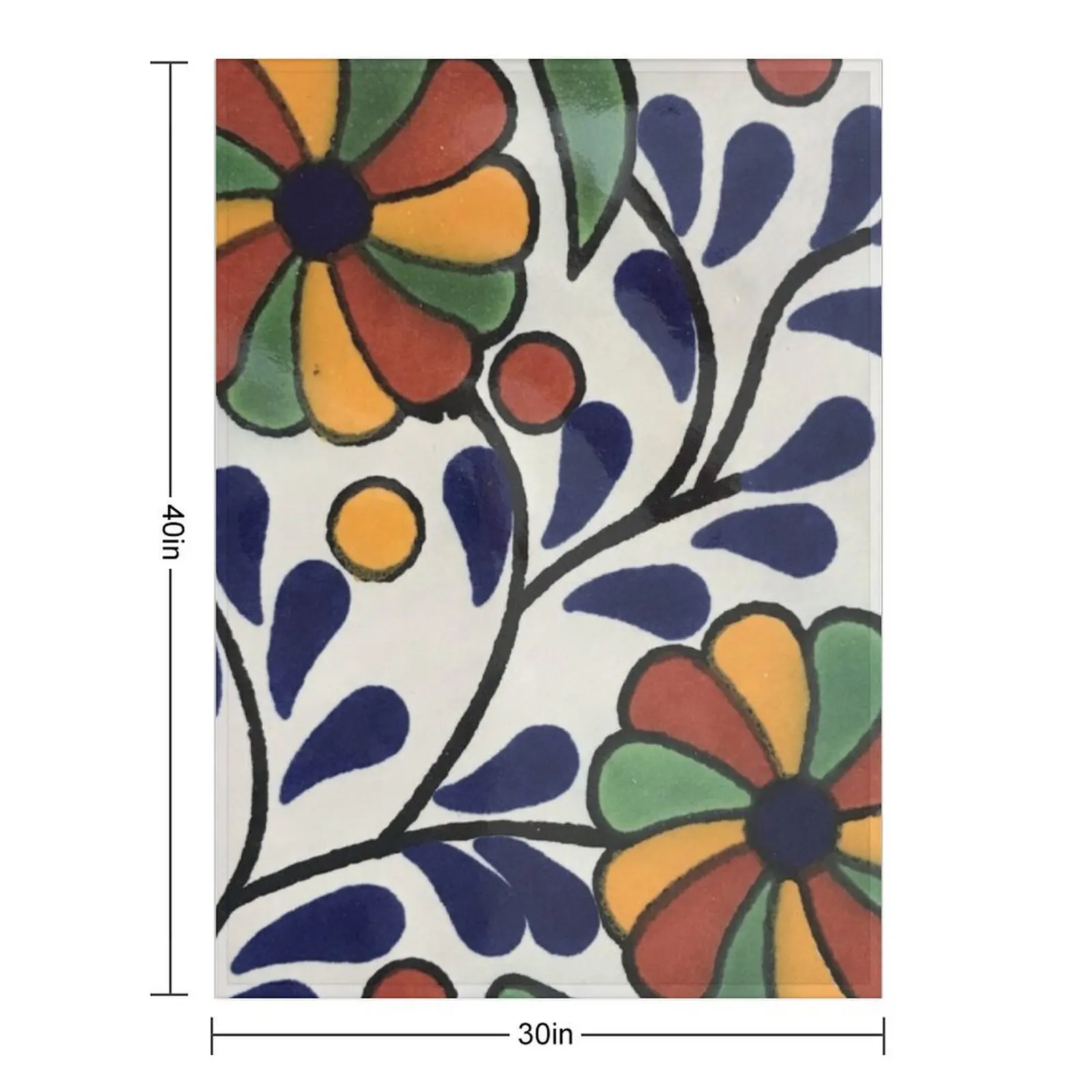 Glazed Talavera Floral on Ceramic Hand Painted Mexican Tile Throw Blanket anime Beach blankets and throws Blankets
