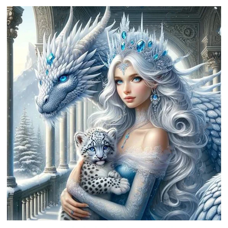 Dragon And Girl DIY Full Diamond Painting Fantasy Aniamls Cross Stitch Kits New 2024 Mosaic Diamond Embroidery Sale