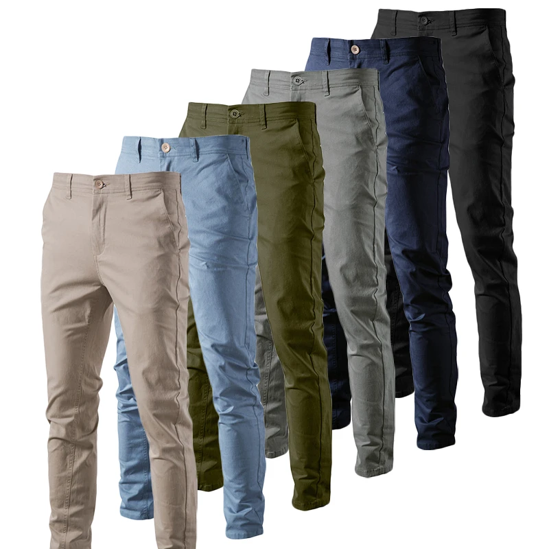 

Cotton Casual Pants Mens Work Business Trousers Solid Slim Fit Straight Long Pants Spring Autumn Classic Breathable Outdoor Pant