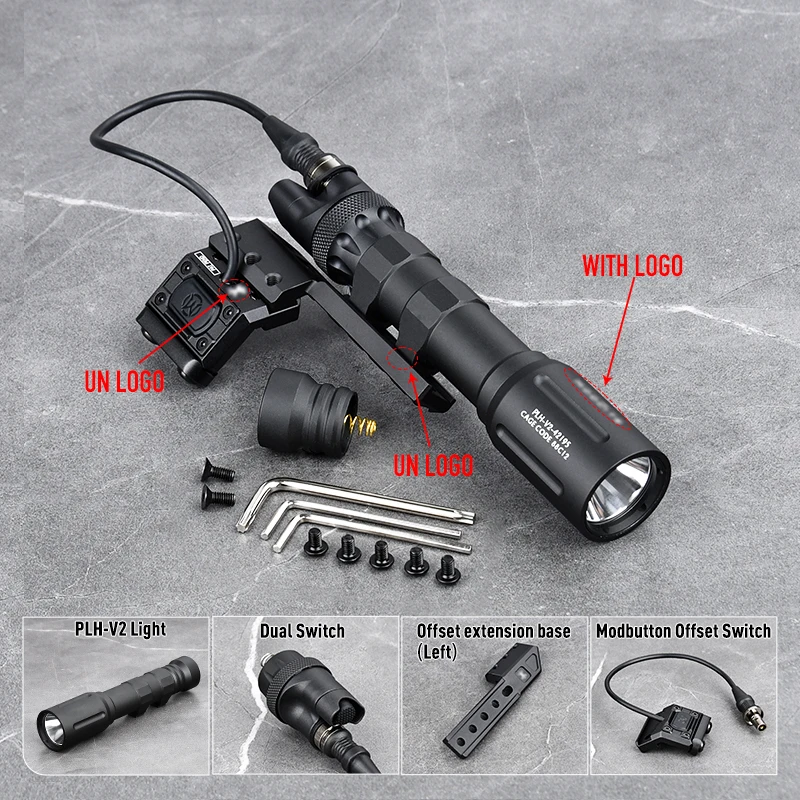 WADSN PLH V2 Taktische Modlit-Taschenlampe, hohe Leistung, 1300 Lumen, PLH-V2 Scout Light Modbuttn Switch Light Mount Base Airsoft WeaponGear 6