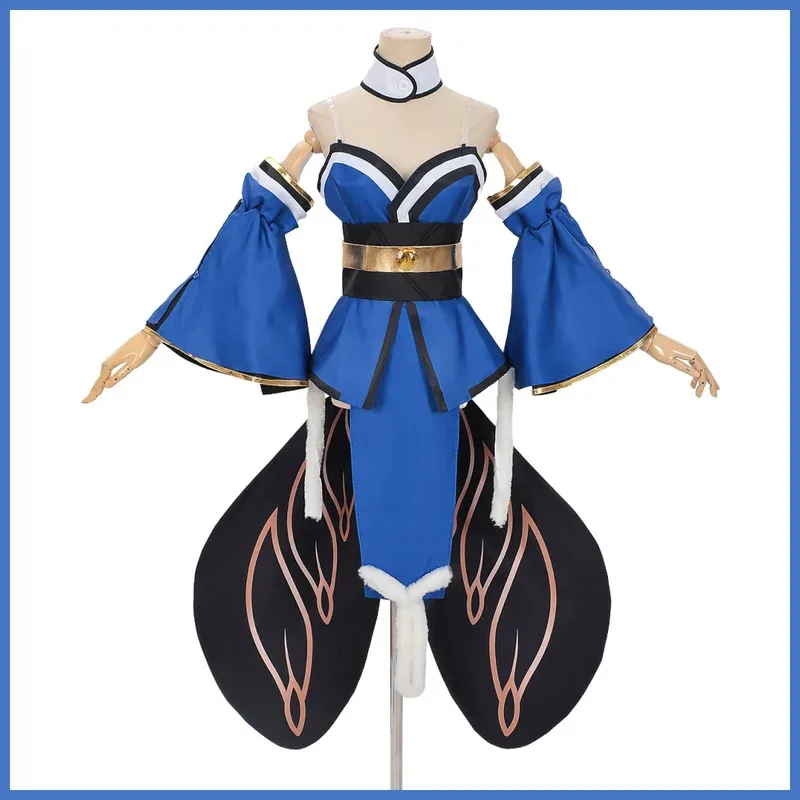 

Game Grand Order Tamamo No Mae Cosplay Costume Fate Extra Blue Hanfu Dress Wig Woman Sexy Traditional Festival k;3,c'5.b;8'