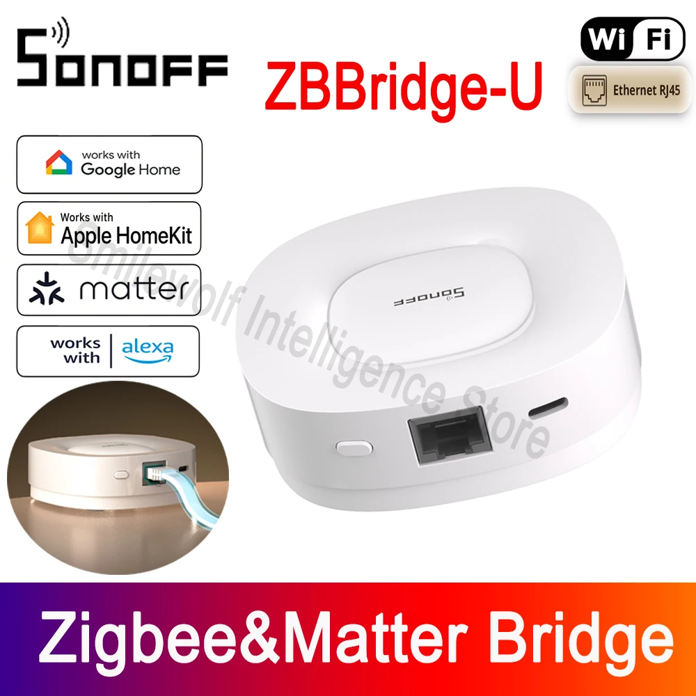 SONOFF ZBbridge-U Matter Zigbee Bridge Ultra Smatr Home Security Ethernet Connection OTA Upgrade Works SNZB-03P/SNZB-06P Devices