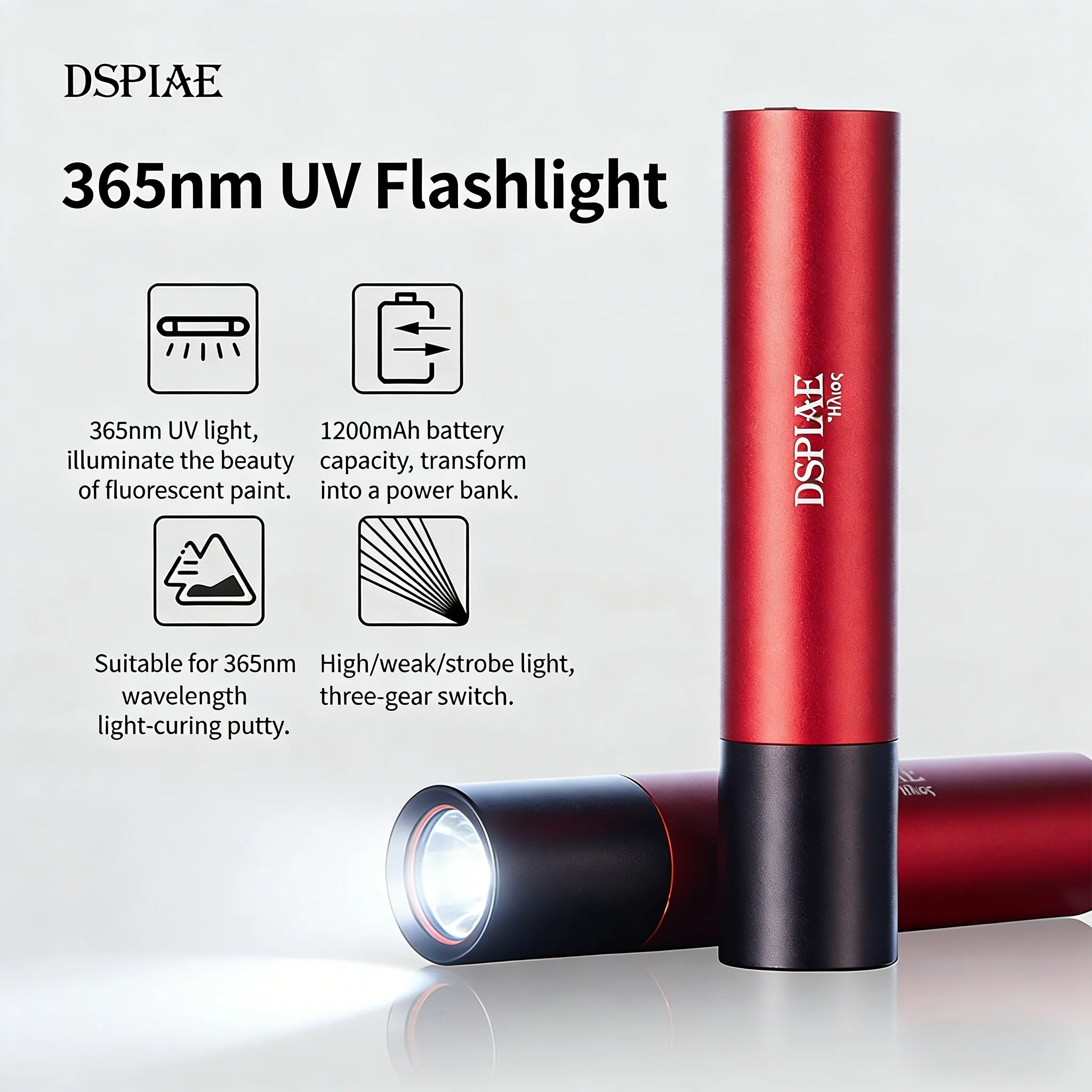 

УФ-фонарь DSPIAE 365 нано с фиолетовым светом, модель UV-T, для проверки банкнот, антиконтрафактный, ультрафиолетовый свет