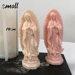 Small Virgin Mary Silicone Candle Mold Christ Religious Statue of The Birth Mother Plaster Crafts Resin Molds Decorative Gift