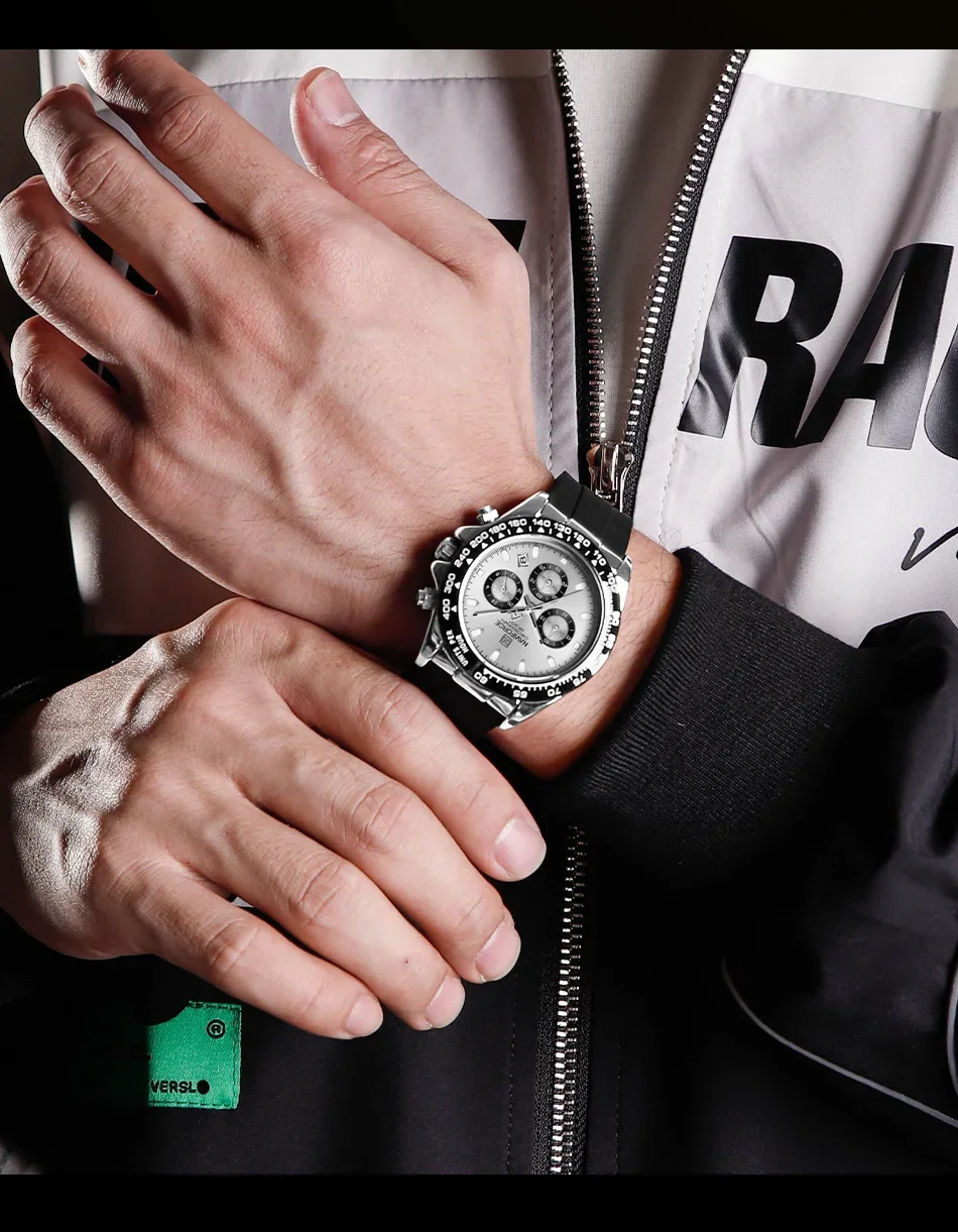 NAVIFORCE NF8054 Originaluhren für Herren, Silikonarmband, lässige Sport-Chronographen-Armbanduhr mit Leuchtfunktion – Detail 6
