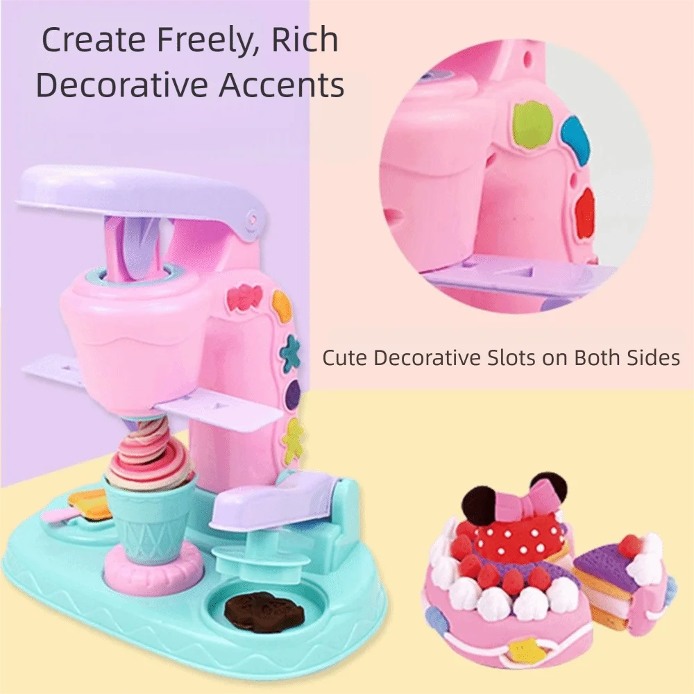 Unique Design DIY Maker Toy Handmade Mold Tool Interesting Design Creative DIY Tool Colored Clay Ice Cream Noodles Machine