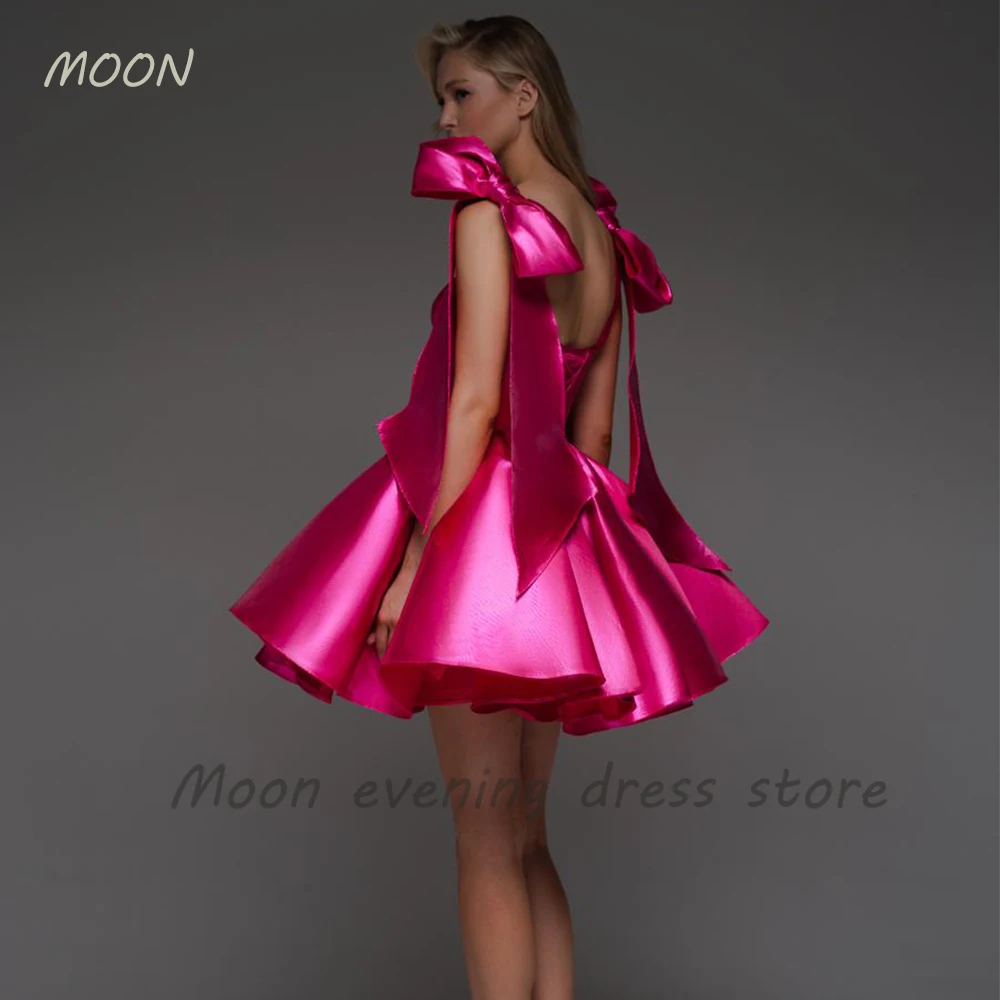 Moon Sweetheart Bow sleeveless skirt Pleated satin backless cocktail ball dress Girl graduation party formal evening dress