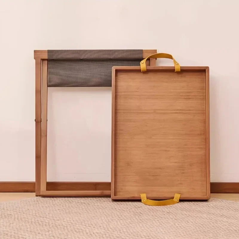 Minimalist Modern Bamboo Tray Side Table Balcony Sofa Multifunctional Foldable Mobile Coffee Table Portable Bedside Storage Rack