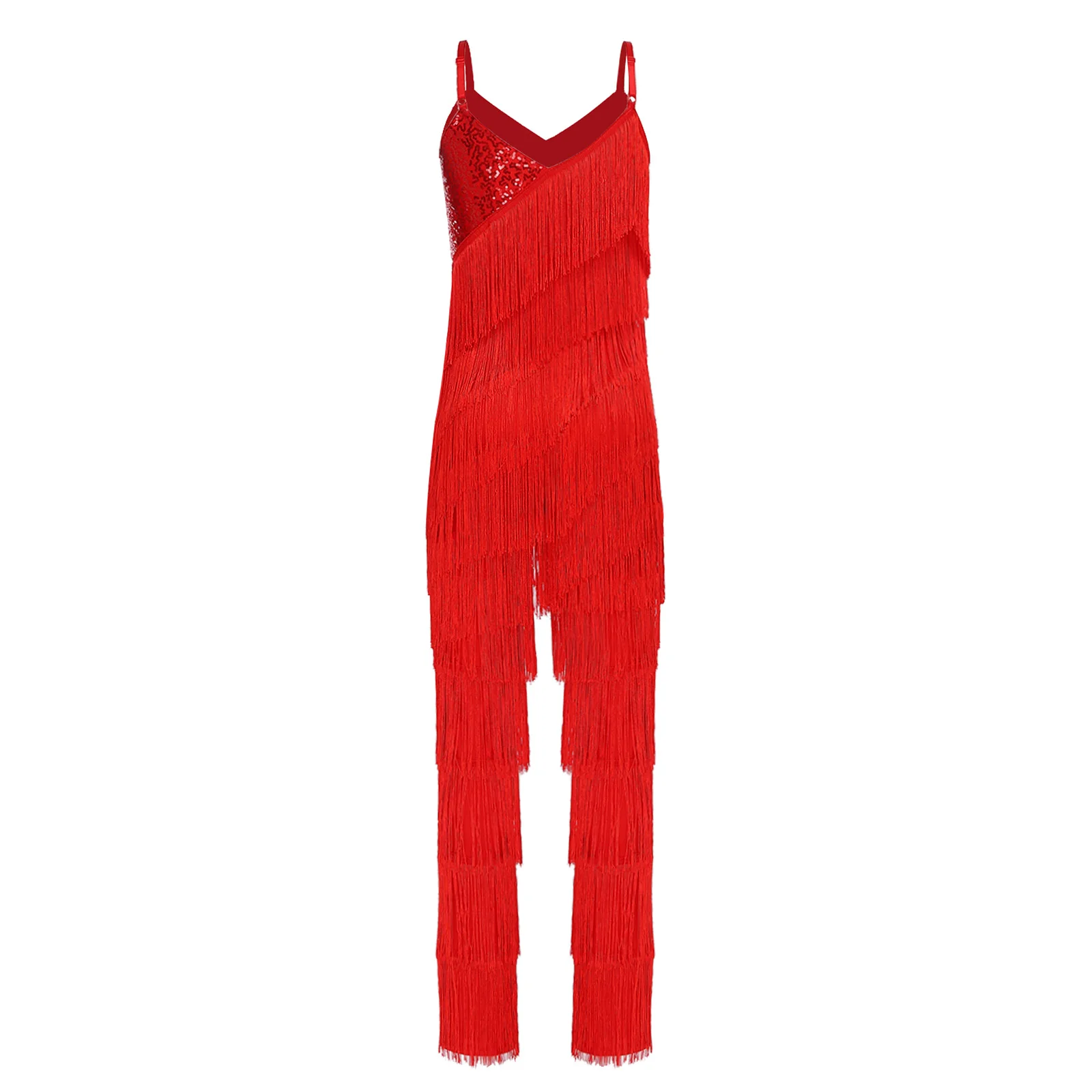 بدلة رقص الجاز اللاتينية للنساء بشرابة ترتر لامعة 70s بدلة رقص تشا تشا تانجو السالسا رومبا لقاعة الرقص لكرنفال الهالوين #3