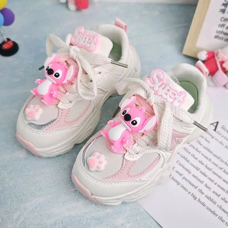 

real pictures 2025 New autumn winter pink Stitch Angel Students Soft Girl kids Canvas Shoes plus size children's Casual Shoes