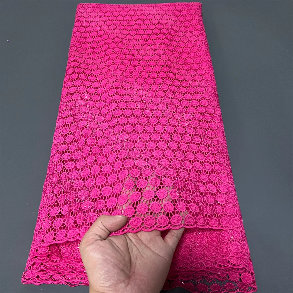 قماش دانتيل تول نيجيري أفريقي عالي الجودة مطرز بالترتر قماش جبر فرنسي للحفلات/فساتين الزفاف 5 ياردات 2025 #1