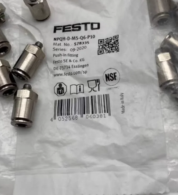 

10PCS New original FESTO connector NPQH-D-M5-Q4-P10 578334 NPQH-D-M5-Q6-P10 578335