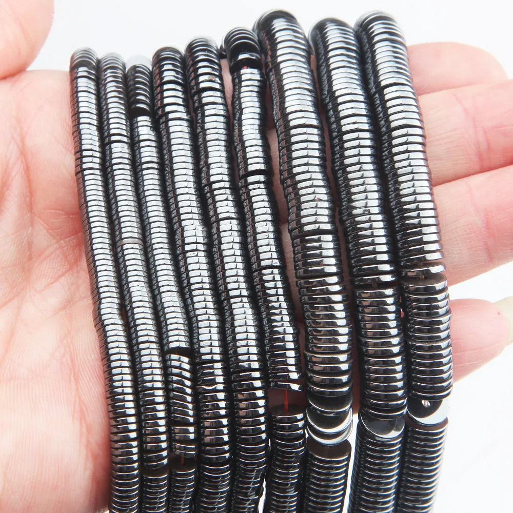 Hematite Round Flat Bead Disk Spacer Beads for Jewelry Making Bracelet Necklace Findings Diy Handmade Accessories  5/6/8mm