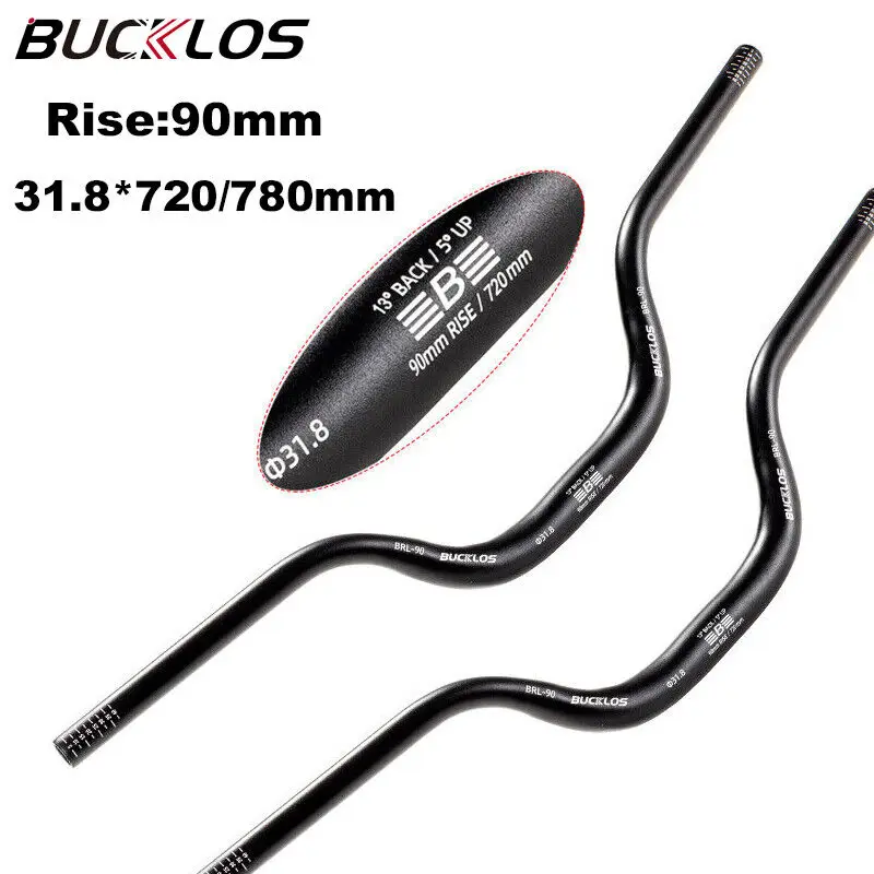 BUCKLOS Bicycle Swallow Handlebar 31.8mm 25.4mm Rise 90mm Mountain Bike Handlebar 720mm 780mm Bike Riser Handle Bar for BMX MTB