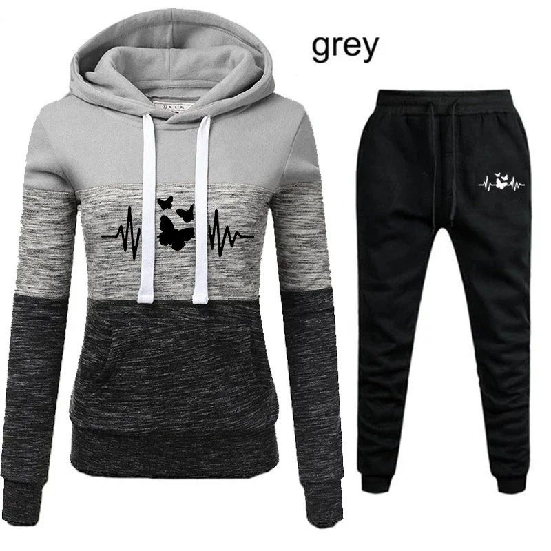 Frühling Herbst Damen Trainings anzug gedruckt 2 Stück Set Hoodies und Jogging hose kausale Damen Sportswear Mode Sweatshirt Anzug