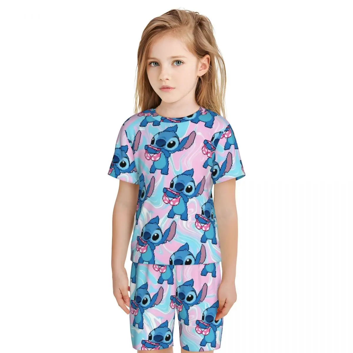 Cute Disney Stitch Cute Pajamas 2 Pieces Set Western style home clothing for children Loungewear pyjama