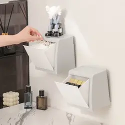 Wall-mounted Sanitary Napkin Storage Box Dustproof Flip Cotton Storage Box Clutter Sorting Multifunction Bathroom Accessories