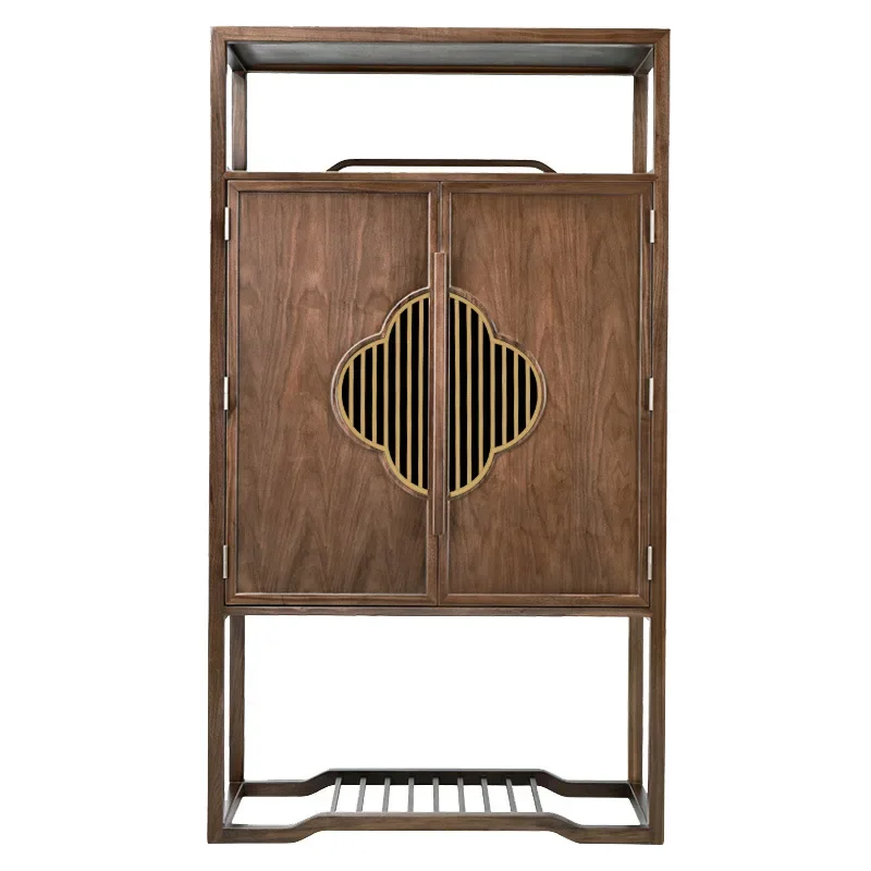 

New Chinese side cabinet North American black walnut storage side cabinet retro Zen tea cabinet bookcase Zen