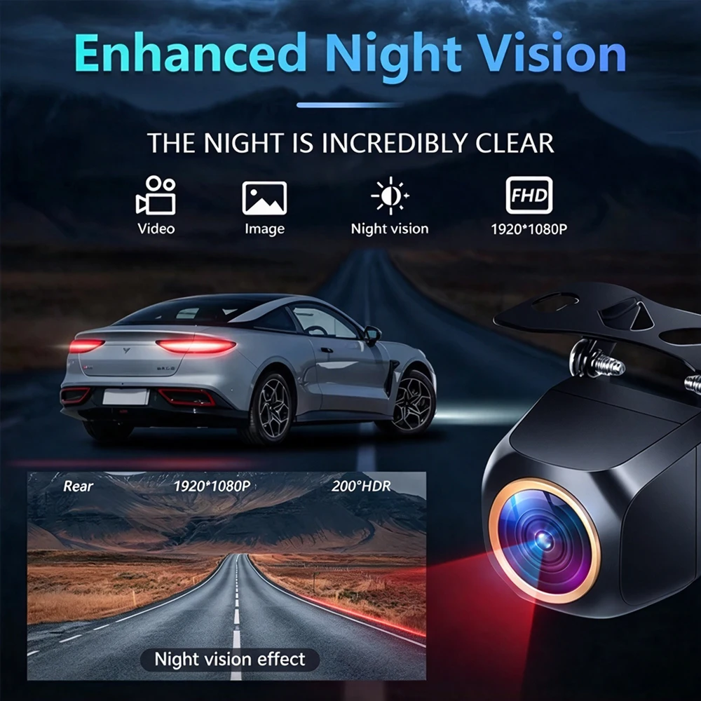 AHD 1920x1080P Car Rear View Camera 200° Fisheye Golden Lens Full HD Night Vision Vehicle Back Car Reversing Front Camera