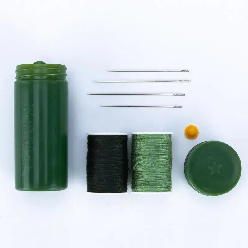 Military Green Portable Emergency Sewing Kit Travel Size Needles Threads Set for Backpacking Adventure Trips