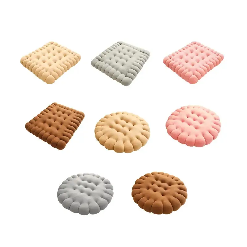 Cute Biscuit Shape Cushion, Soft Thick Chair Pad, Home Balcony Decor Pillow Seat Cushion