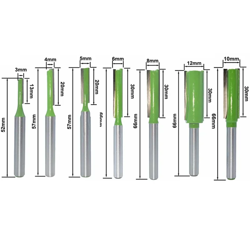 1pc 6.35mm Shank Straight Bit Tungsten Carbide Single Double Flute Router Bit Wood Milling Cutter for Woodwork Tool