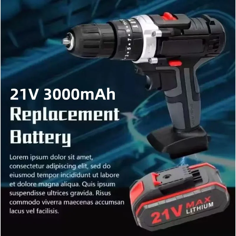 

Литиевая батарея 21VMAX 3000 мАч, подходит для замены аккумулятора и ремонта аккумуляторной дрели, цепной пилы, автомойки