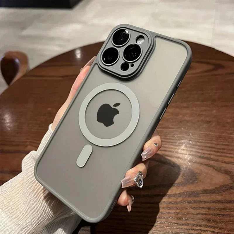 Matte Translucent Magnetic Case For IPhone 17 Air 16 14 13 15 12 11 Pro Max Plus Magsafe Wireless Charge Armor Shockproof Cover