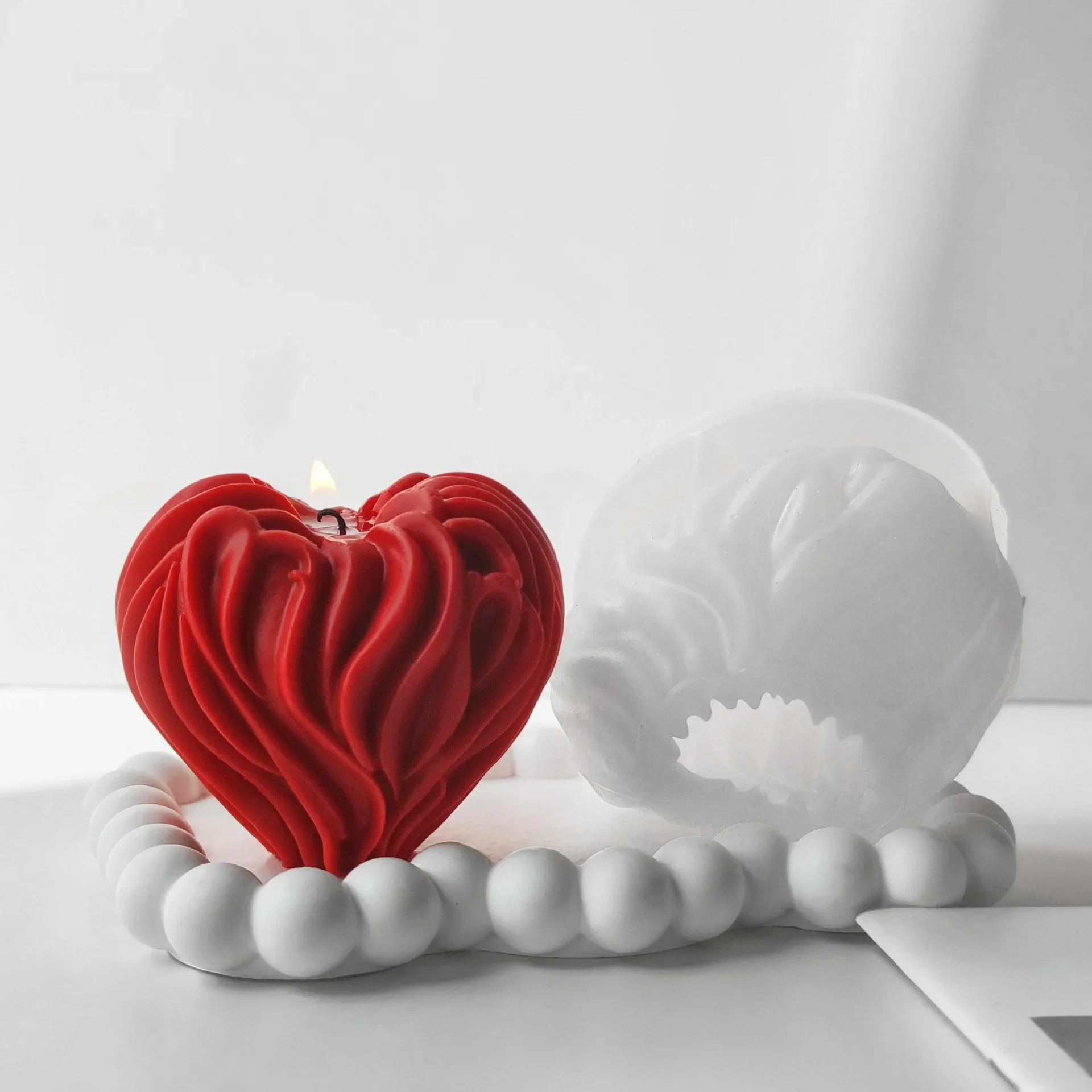 Love candle handmade gift resin plaster mold DIY candle making Valentine\'s Day heart-shaped aromatic candle making silicone cand