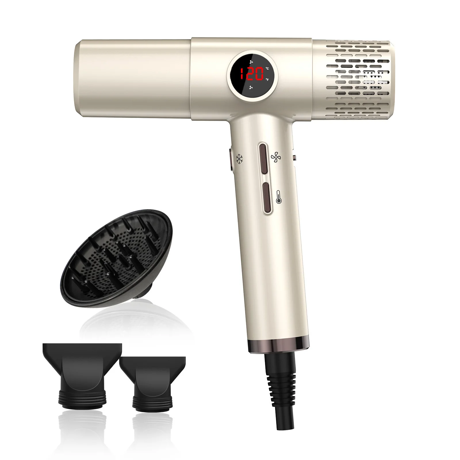 High Speed Hair Dryer, Digital Display, 2000W Negative Ion, Hot and Cold Wind, Professional Salon Styling Tool
