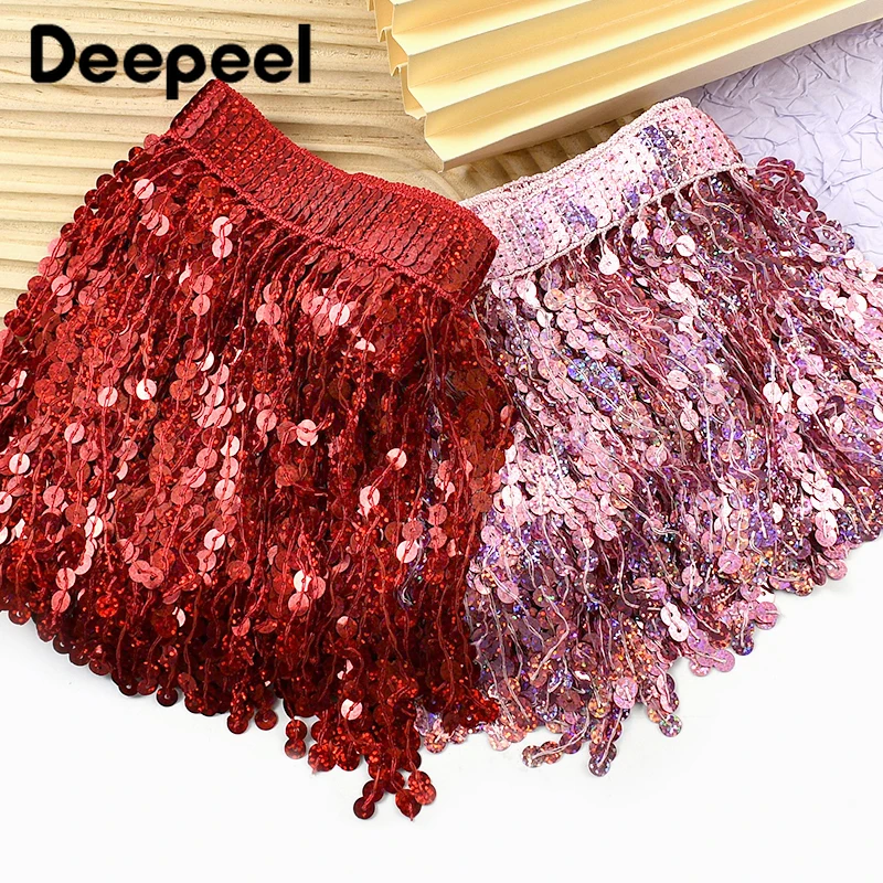 

9Meters 16cm Sequin Beaded Fringe Tassel Christmas Decoration Lace Trim Fringes Latin Dress Garment RibbonTrimming Accessories