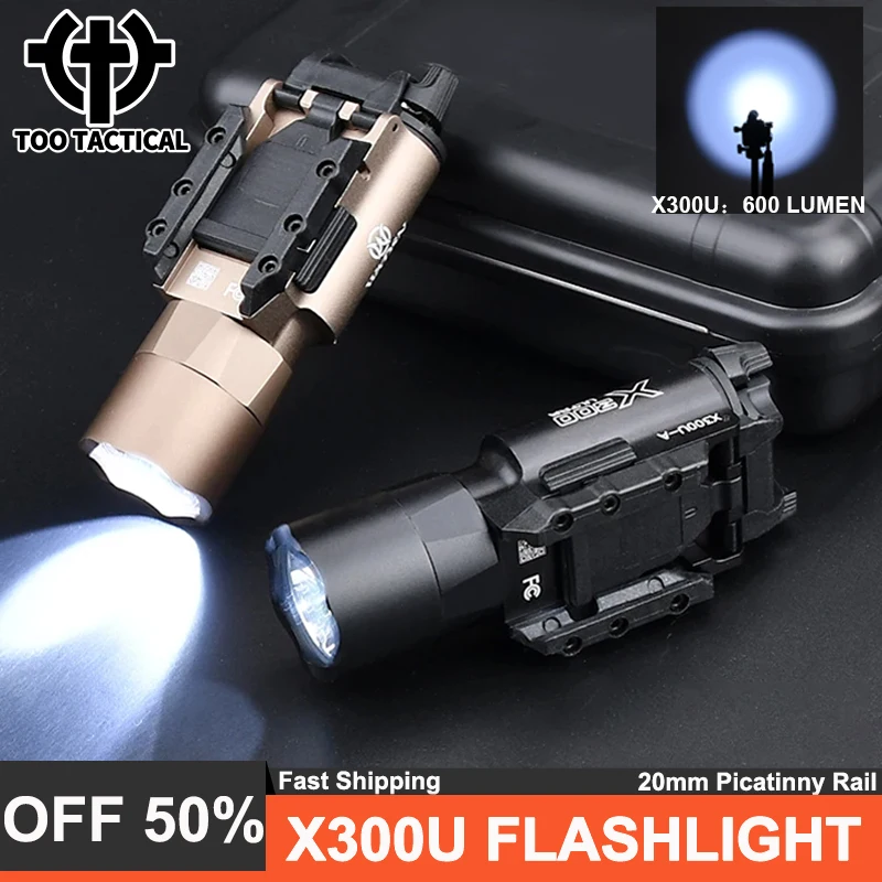 

Tactical X300U Flashlight 600Lumens High Power X300u Scout Light Wadsn White LED Airsoft Outdoor Hunting Spotlight For 20MM Rail