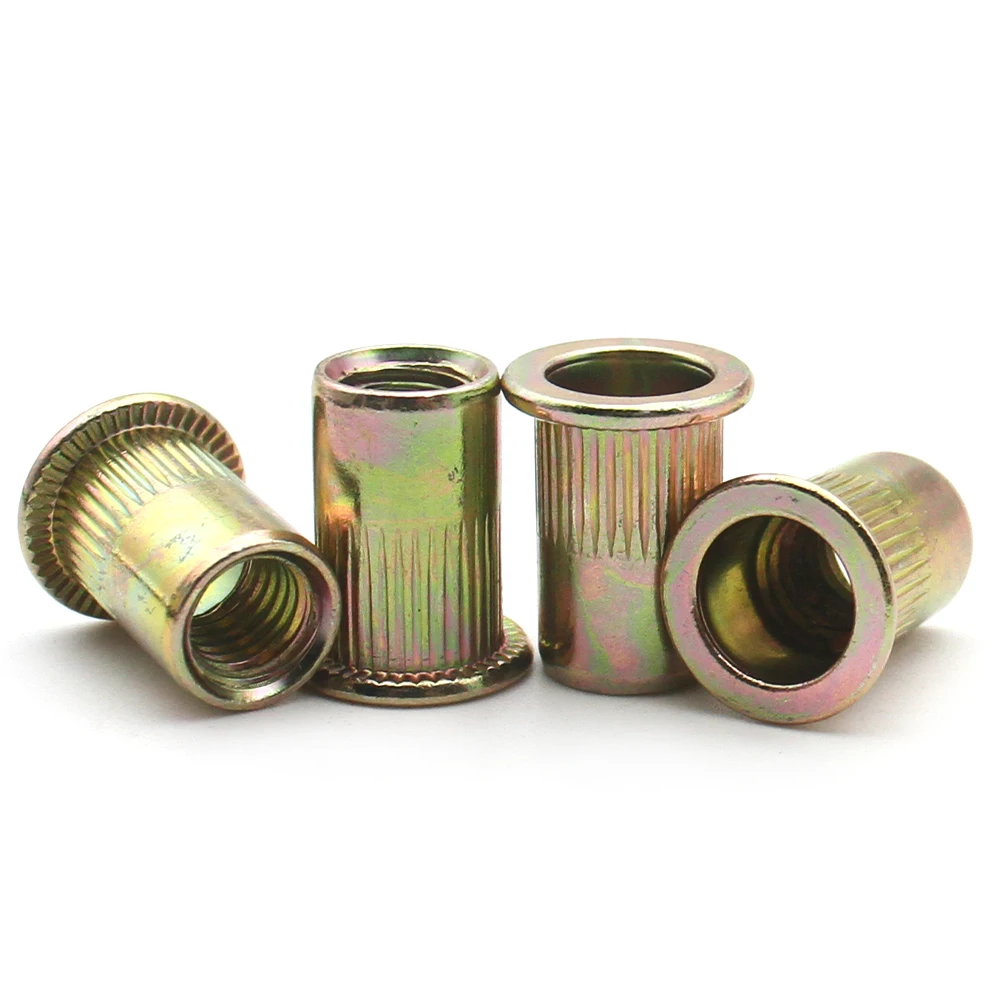 2/5/10/20 قطعة عالية القوة دائم موثوقة مخرش شقة رئيس برشام المكسرات M3 M4 M5 M6 M8 M10 M12 الثقيلة الخيوط إدراج الزنك