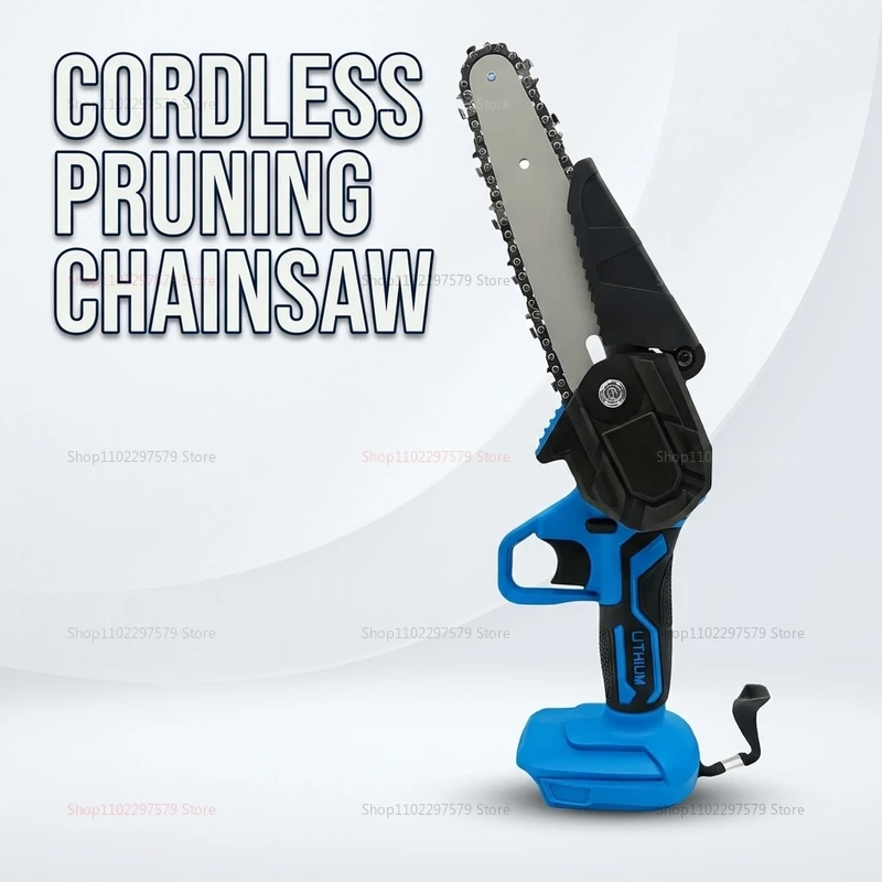 6 Inch Cordless Electric Chainsaw Battery Powered Handheld Tree Logging Wood Cutting Tool for Yard Gardening Home DIY Projects